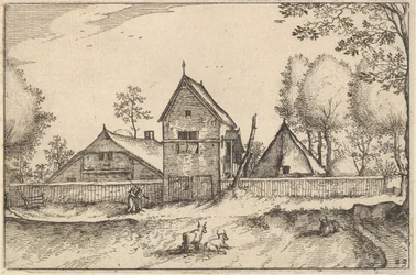 Grote ommuurde boerderij, plaat 23 uit Regiunculae et Villae Aliquot Ducatus Brabantiae, ca. 1610