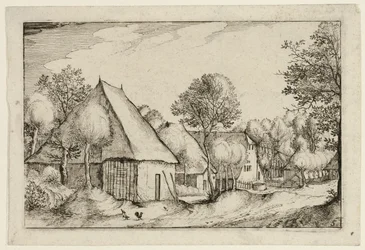 Een boerenerf, plaat vijf naar Afbeeldingen van boerderijen, landhuizen en rustieke dorpen (Praediorum villarum et rusticarum casularum icones)