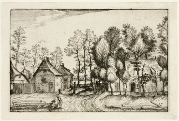 Landschap met omgehakte bomen, plaat zeventien naar Afbeeldingen van boerderijen, landhuizen en rustieke dorpen (Praediorum villarum et rusticarum casularum icones)