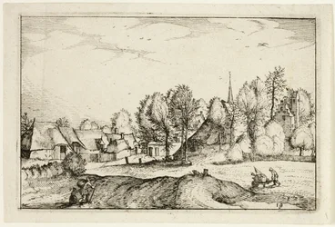 Weg naar een dorp, plaat negentien naar afbeeldingen van boerderijen, landhuizen en rustieke dorpen (Praediorum villarum et rusticarum casularum icones)