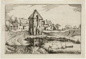 De vijver, plaat negen naar Afbeeldingen van boerderijen, landhuizen en rustieke dorpen (Praediorum villarum et rusticarum casularum icones)