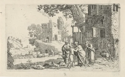 Tobias en de engel nemen afscheid van Tobit en Anna