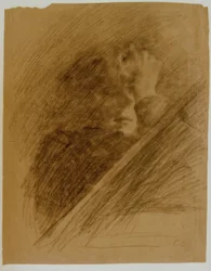 Zelfportret met opgeheven arm