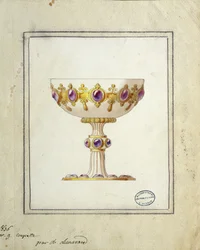 Decoratie voor champagnebeker, aquareltekening, Claude-Aymé Chenavard