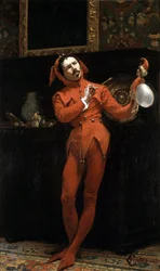 De nar. Schilderij van Claude Andrew Calthrop (1845-1893)