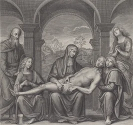 Christus in het graf, rustend op de schoot van de Maagd, naar Perugino, ca. 1685-1727