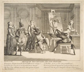 Arlequin Mecontent de Son Peintre, n.d. Makers: Claude Gillot, Jacques Gabriel Huquier