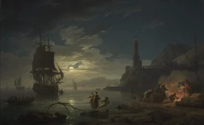 Kustscène bij maanlicht, 1769