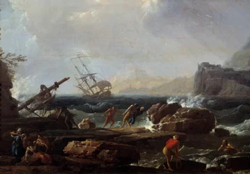 Schipbreukscène schilderij door Joseph Vernet