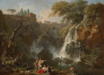 De Watervallen bij Tivoli, met de Villa van Maecenas, c.1740-50