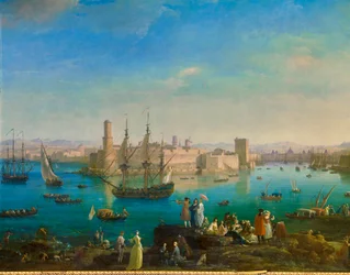 De ingang van de haven van Marseille in 1754 (detail)