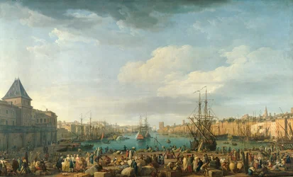 De haven van Marseille in de 18e eeuw, schilderij van Joseph Vernet (1714-1789), 18e eeuw, Parijs, Maritiem Museum