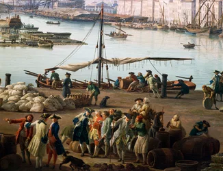 Derde uitzicht op Toulon, uitzicht op oude haven vanaf de kant van de voedselopslag (detail)