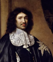 (detail) Portret van Jean Baptiste Colbert (1619-1683) Minister van Lodewijk XIV Schilderij door Claude Lefebvre (1632-1675). 1666