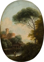 Een bebost meerlandschap, ca. 1620-82