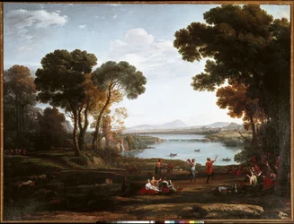 Landschap met dansende figuren