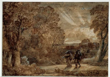 Enee en de cumes sibylle. Tekening door Claude Gellee dit Le Lorrain (1600-1682)