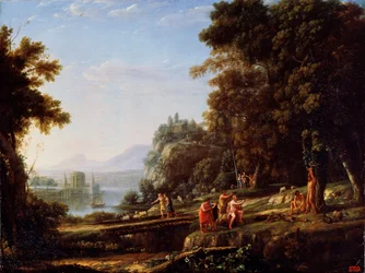 Landschap met Apollo en Marsyas, 1639-1640