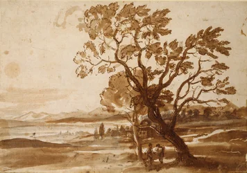 Landschap met twee bomen