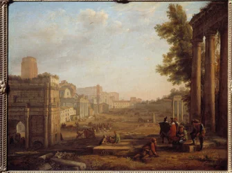 Zicht op Campo Vaccino in Rome