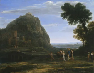 Uitzicht op Delphi met een Processie, 1673