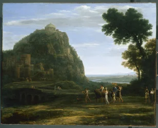 Uitzicht op Delphi met een Processie, 1673