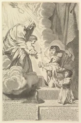 Anna van Oostenrijk met de jonge Lodewijk XIV en Monsieur voor de Maagd en het Kind Anne dAutr...