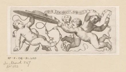 Drie putti met kardinaalshoed en band