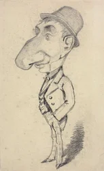 Karikatuur van een man met een grote neus