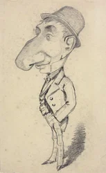 Karikatuur van een man met een grote neus