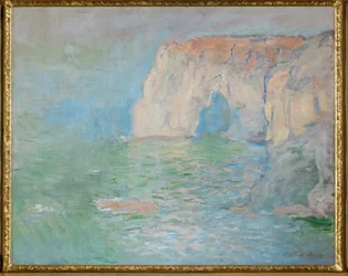 Etretat: de Manneporte, weerspiegelingen op het water (olieverf op doek)