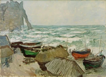 Vissersboten op het Strand van Etretat