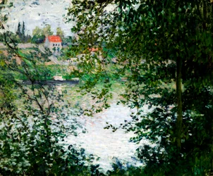 Ile de La Grande Jatte door de bomen, 1878