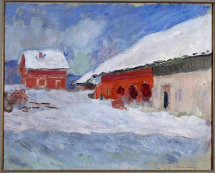 Landschap van Noorwegen, Huizen onder de sneeuw