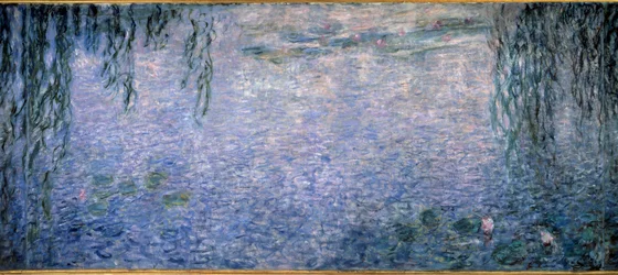 Nymphaea, heldere ochtend met wilgen (centraal deel van triptiek). Schilderij door Claude Monet