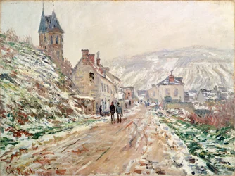 Weg in Vetheuil in de winter door Claude Monet (1840-1926)