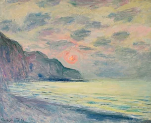 Ondergaande zon, mistig weer, Pourville