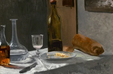 Stilleven met Fles, Karaf, Brood en Wijn