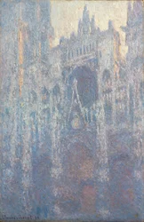 Het portaal van de kathedraal van Rouen in ochtendlicht