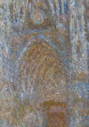 De kathedraal van Rouen, het portaal in de ochtendzon, blauwe harmonie (detail)