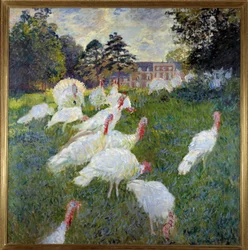 Kalkoenen (Uitzicht op het kasteel van Rottembourg in Montgeron) Schilderij door Claude Monet (1840-1926) 1877 Parijs, Musee d