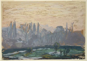 Winterlandschap met avondlucht, c.1870-80