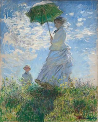 Vrouw met parasol - Madame Monet en haar zoon, 1875