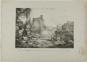Uitzicht op de Tempel van de Zon en de Maan vanaf het Colosseum in Rome