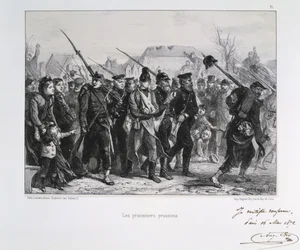 Frans-Duitse Oorlog 1870-1871: Pruisische krijgsgevangenen. Uit een reeks lithografieën van Clément-Auguste Andrieux over de Nationale Garde.