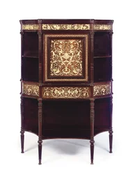 Een Engelse ivoor-inlegde rozenhouten en marqueterie secretaire, eind 19e eeuw