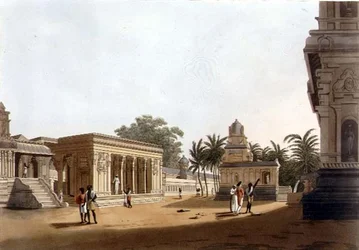 Een uitzicht binnen de muren van een pagode, Madras, plaat 10 uit 