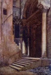 De zijdeur van de kathedraal van S Lorenzo, Genua