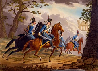 Oostenrijkse huzaren achtervolgen de vijand, 1799