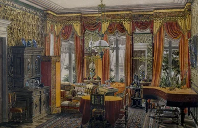 Berlijnse salon, aquarel door Conrad von Muralt